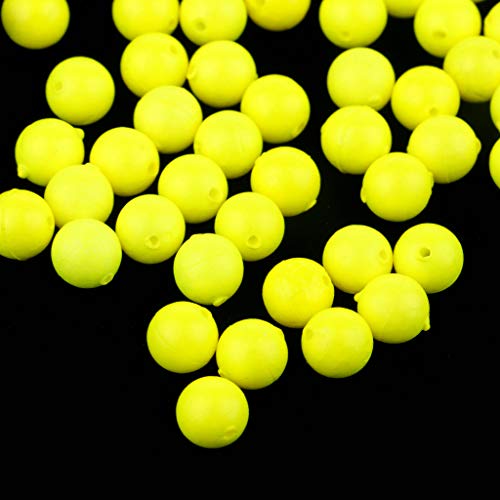 B Blesiya 50 Stücke Fischerei Schwimmköder Schwimmkugel mit Loch- S/M/L Simulation Köder Fischköder Zubehör - Gelb S – Bild 6