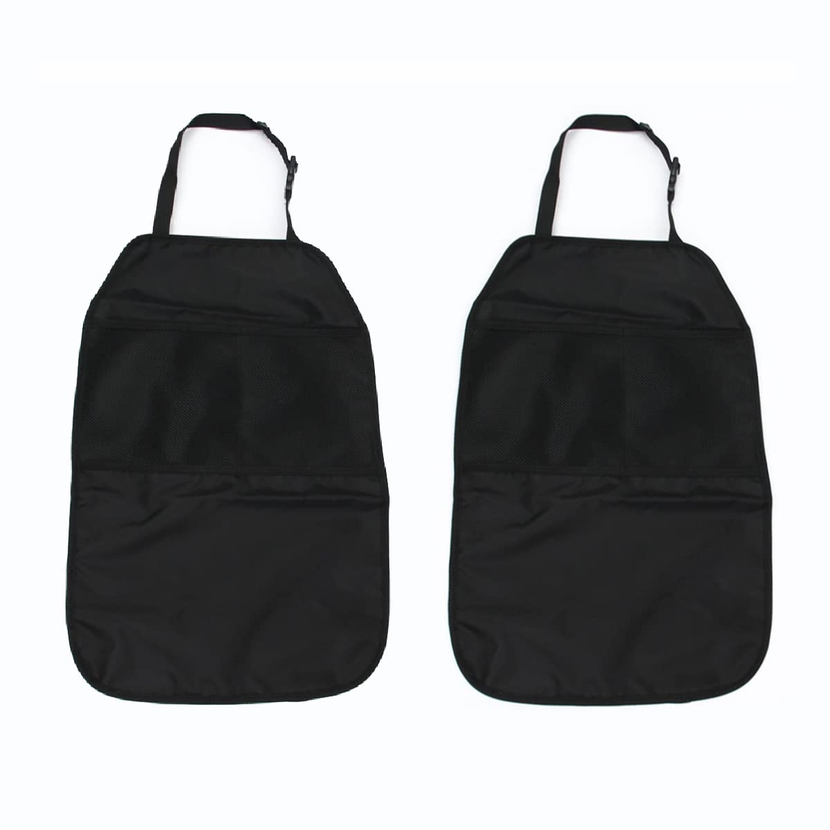 Baceyong Kick Mats Back Seat Protector for Kids [2 packs], Premium Waterproof Material Stain Resistant Anti-Dirty with Adjustable Strap Universal - Black