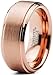 Charming Jewelers Tungsten Wedding Band Ring 8mm Men Women Comfort Fit 18k Rose Gold Plated Step Bevel Edge Brushed Polished Size 11