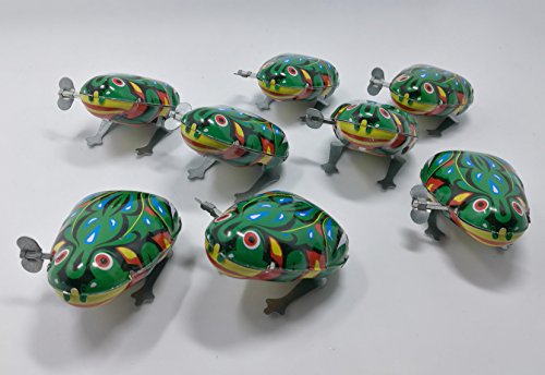 8 pcs Box Jumping Frog retro vintage wind-up metal tin toy, cool crazy gift - Thumbnail 3