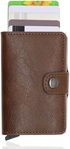 Card Holder, Men Credit Card Holder, Slim Card Case Front Pocket Anti-theft-RFID Auto Pop up Travel Thin Wallets for Men - Coffee - S