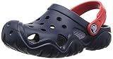 Crocs Kids' Swiftwater K Clog (Toddler/Little Kid), Navy/Flame, 2 M US Little Kid