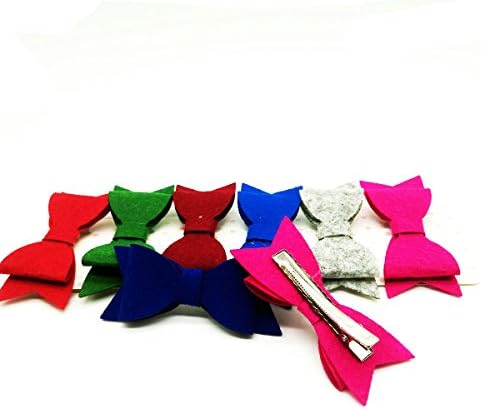 Hemarty Felt Bow Headband Baby Headband, Baby Bow Headband, Newborn Headband, Felt Bows, Baby Hair Bows, Baby Bows, Baby Girl Hair Accessories (6 Single Felt + Clips)