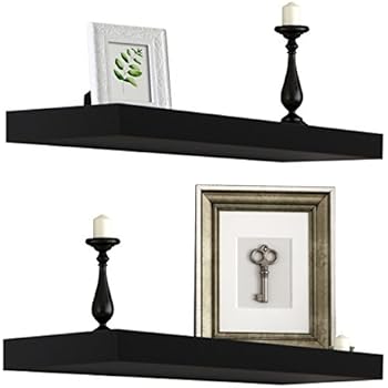 Sorbus Floating Shelf - Hanging Wall Shelves Decoration - Perfect Trophy Display, Photo Frames (Black)