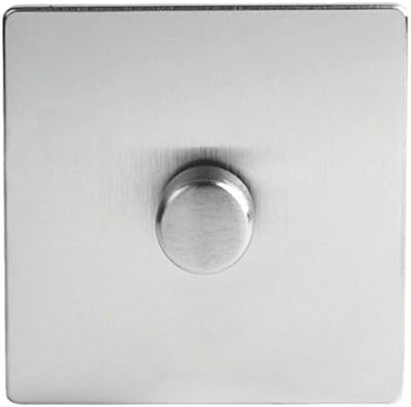 GET Ultimate Screwless Flat Plate 1 Gang 2 Way 400w Dimmer Switch Stainless Steel No Visible Screws Single Light Switch