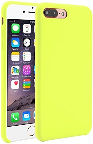 iPhone 7 Plus Case,iPhone 8 Plus Case,ORSNOG Ultra Thin Liquid Silicone Gel Rubber Shockproof Case and Ultra Soft Microfiber Cloth Lining Cushion for iPhone 7 Plus/8 Plus(Shiny Yellow)