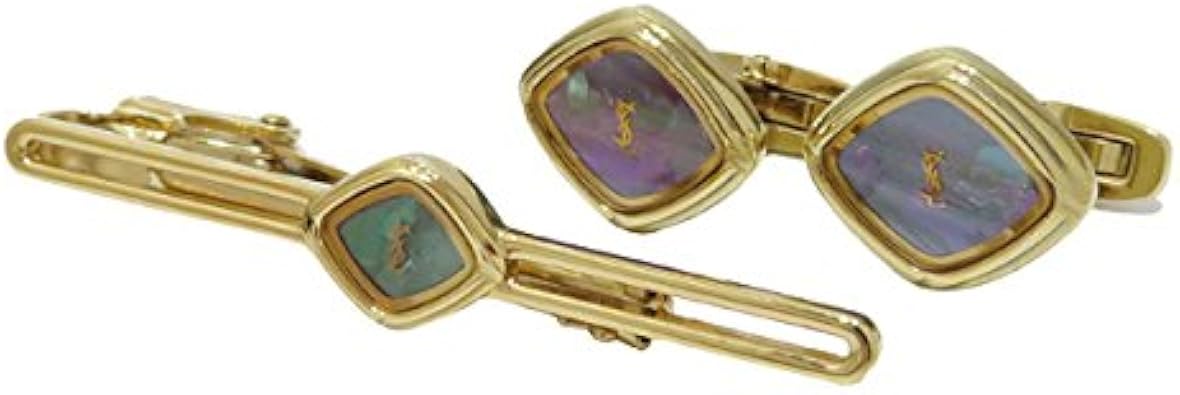 Amazon イヴサンローラン Ysl ロゴ カフス ネクタイピン セット ビジネス アクセサリー メンズ 中古 Yves Saint Laurent イヴサンローラン メンズ