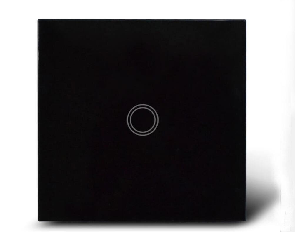 UK Standard 1Gang 1way Wall Switch Black Crystal Glass Panel AC 110~240V Touch Sensor Light Switch with LED Indicator