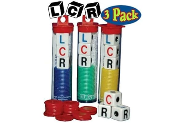 George & Company LLC LCR Dice Game Set Bundle (Left Right Center) - 3 Pack Assorted Colors