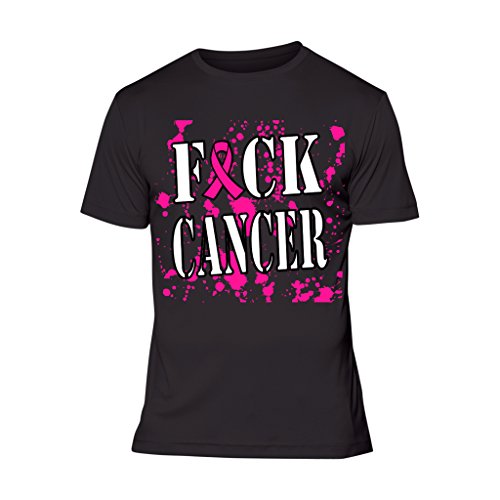 Fresh Tees Fuck Cancer Splatter Shirt Cancer Awareness T-Shirt (Medium, Black)