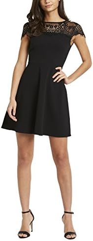 Lipsy Womens Lace Insert Skater Little Black Dress 2
