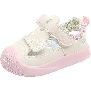 Toddler Sandals Soft Sole Non Slip Walking Shoes, Breathable Ergonomic Infant Shoes for 1-4 Years Old Boys Girls (Pink,6)