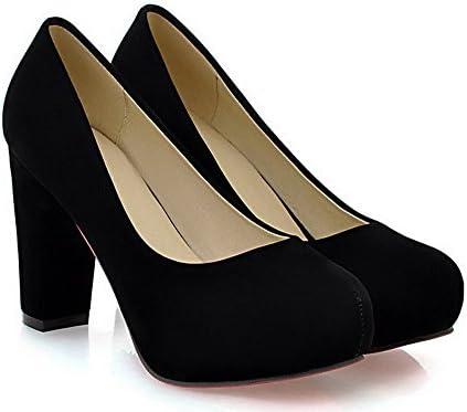 Ladies Fashion Thick High Heels Pure Color Scrub Leather Shallow Mouth Platform Pumps Wedding Shoes