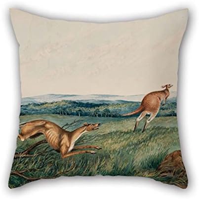 The Oil Painting Adam Gustavus Ball - Dog Chasing A Kangaroo Pillow Cases Of 16 X 16 Inches / 40 By 40 Cm Decoration Gift For Husband Birthday Dance Room Kids Room Son Bar (each Side)