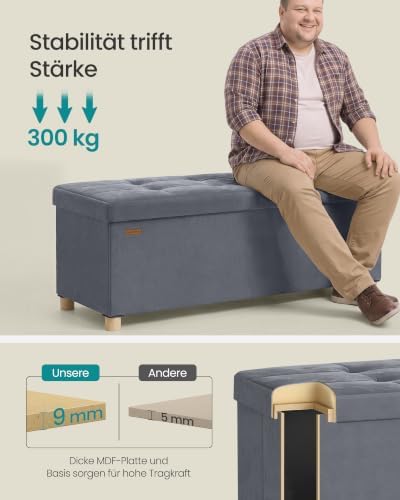 Sitzbank mit Stauraum, Hocker faltbar, 112 L, 38 x 110 x 40 cm