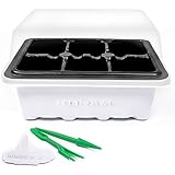 KORAM 10-pack Seed Starter Trays 60 LARGE CELLS Seedling Tray Plant Grow Kit with Lid and Base for Seed Germination (6-cell Per Tray), 10 Plant Tags