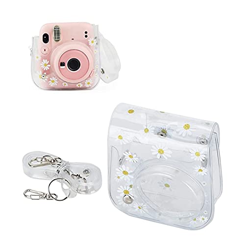 EBTOOLS Camera Bags, Protective Daisy Clear Camera Case Portable Camera Backpack Small Camera Bag PVC Case with Shoulder Strap for Fujifilm Instax Mini 11/9/8 Transparent
