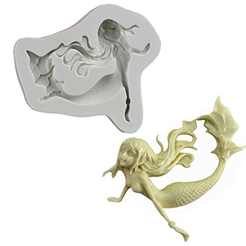 Chige Candy Mold, Silicone Baking Trays - Food Grade & BPA Free - Not Sticky Cake Decoration Mould For Mousse,Chocolate Brownie,Jelly,Ice Cream,Chiffon,Cheesecake,Fondant (Mermaid) - Thumbnail 2