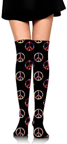 Psychedelic Peace Sign Pattern Women Dresses Over The Knee Thigh High Stockings Socks