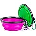 IDEGG Portable Silicone Pet Bowl, 5 Inches, Foldable Expandable Water Feeding Travel Bowl Cup Dish for Pet Dog Cat and Small Animals (Set of 2, Purple+Green)