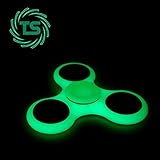 Green Glow in the Dark Fidget Spinner Light up Gadget - Blue in Daylight - Spins Up to 3 Minutes - Ideal Pocket Toy Gift for Boys, Girls, Kids, Teens, and Adults - Figit Focus Stress-Relief
