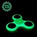 Green Glow in the Dark Fidget Spinner Light up Gadget - Blue in Daylight - Spins Up to 3 Minutes - Ideal Pocket Toy Gift for Boys, Girls, Kids, Teens, and Adults - Figit Focus Stress-Relief