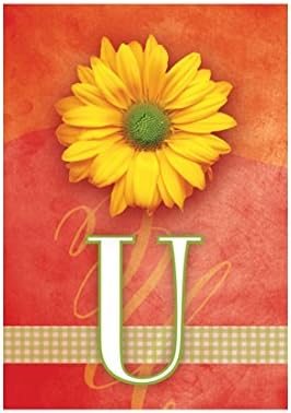 KIDDIE Flag Yellow Daisy Monogram U Garden flags decorative flags initial flags party flags 12.5 x 18 Inch Double Sided banner home flags Print house flags