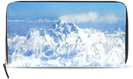 CCBHGY Women's Blue And White Snow Mountain Clutch Leather Long Wallet Purse