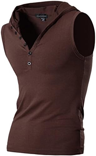 jeansian Men's Sport Slim Fit Sleeveless Tee Vests Tank Tops 8362 Coffee S
