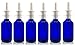 2 OZ Blue Boston Round Glass Bottle - W/Nasal SPRAYERS- Pack of 6