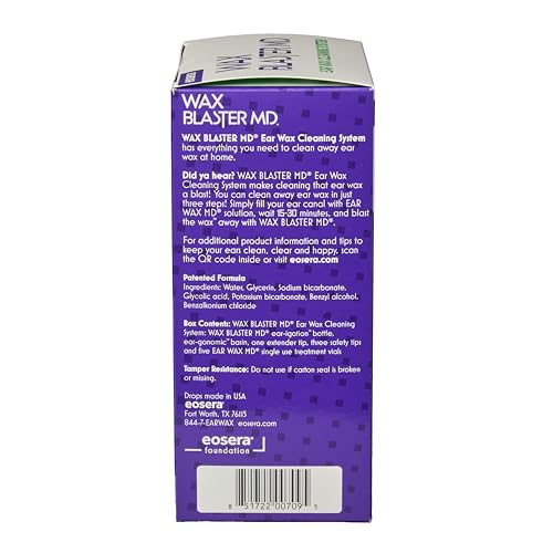 eosera® WAX BLASTER MD®- Ear Wax Cleaning System with 5-ct Single Use Vials - Complete Earwax Irrigation Kit for Stubborn and Routine Earwax Cleaning - Clinically Proven Results