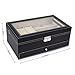 JS NOVA JUNS 6 slots watch box Jewelry Organizer Lockable Sunglass Display Case with Black Faux Leather