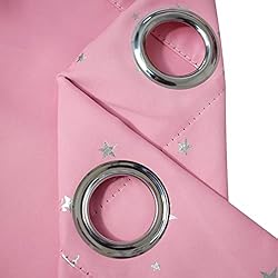 ZJXSNEH Shiny Silver Star Moon Blackout Curtains
