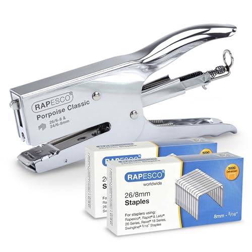 Rapesco 1298A Porpoise Classic Stapling Plier and 10,000 26/8mm Staples