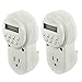 ETvalley Digital Outlet Timer Home Wall Plug-in Switch Energy-saving Outlet, Pack of 2, White