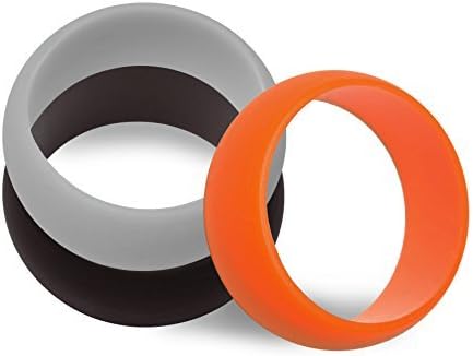CAJJ Mens Silicone Wedding Ring - 3 Rings Pack - Black, Hazard Orange, Army Green, Cool Grey (9.5 - 10.0 (19.8mm), Hazard Orange, Black, Cool Grey)