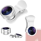 TORRAS Camera Lens Kit, 3 in 1 Clip-on Metal Cell Phone Lens Kit, Fisheye Lens &amp; Wide Angle Lens &amp; 15X Macro Lens for iPhone, iPad, Android Phones - Silver