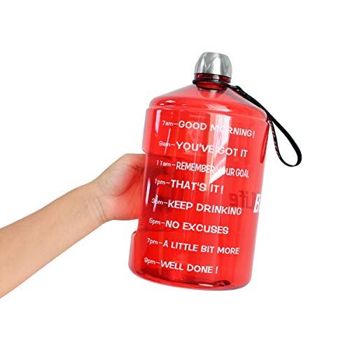image for BuildLife 1 Gallon Water Bottle Motivational Fitness Workout with Time
