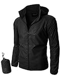 Doublju Mens Waterproof Lightweight Pocketable Rain jacket