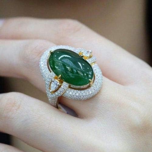 aunzweerapon Gorgeous Jewelry 14K Yellow Gold Plated Emerald Ring Women Wedding Bridal (8)