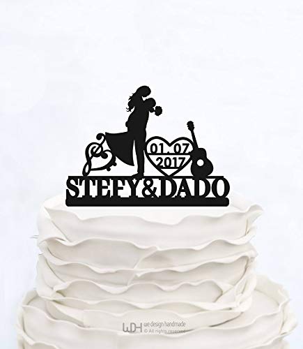 Music Note Cake Topper Initials Cake Topper Music With