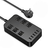 Power Bar Surge Protector - 6-Outlet Surge Protector with 5 USB Ports Fast Charg