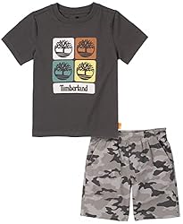 Timberland baby boys 2 Pieces Tee Shorts Set, Wolf