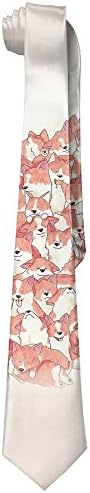 Painted Necktie Cute Orange Corgi Painting Silk Tie With Polyester Silk 100% & Various Design For Business Meetings Weddings And Other Formal Occasions