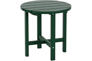 Costaelm Round Outdoor Side Tables, Adirondack Patio Tables for Outside, HDPE Patio End Table Weather Resistant, Balcony Table for Pool, Seaside, Backyard, Porch, Indoor Companion, Dark Green