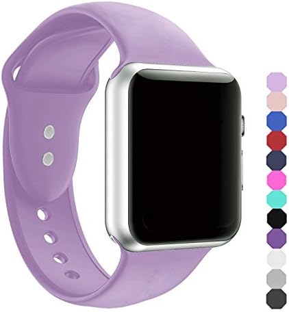 ic6Space Apple Watch Band, Premium Soft Silicone Sports Replacement Strap for Apple Watch Series 3 Series 2 Series 1,38mm or 42mm(Lavender, 38mm-m/l)