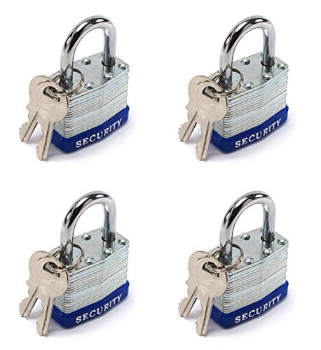 Elitexion Heavy Duty Laminated Steel Padlock, Commercial Grade Keyed Alike 1-Inch (Pack of 4) - Thumbnail 5