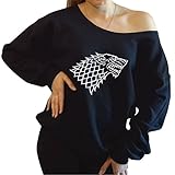 Game Of Thrones House Stark Wolf Front Sided Slouchy Shoulder Sweatshirt