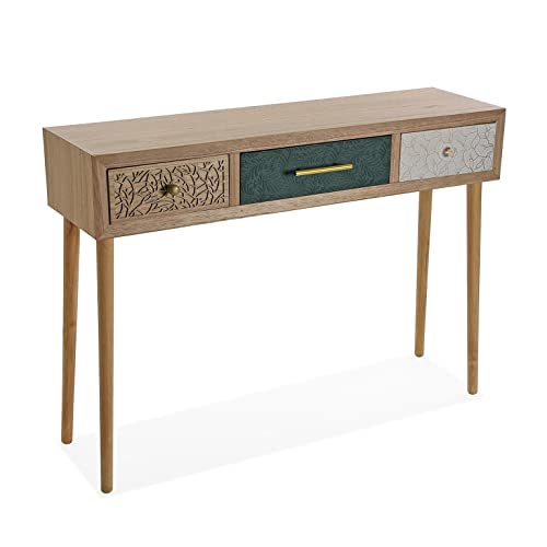 Versa Bridge Console, Narrow Table, 77x30x107cm, Wood, White, Green and Brown, 77 x 30 x 107 cm