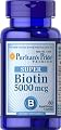 Puritan's Pride Vitamin Capsules, Super Biotin, 5000 mcg, 60 Count